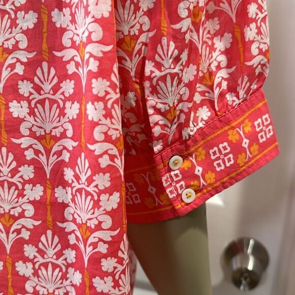 TALBOTS DAMASK BOUQUET POPOVER CORAL AND WHITE - Picture 7 of 9